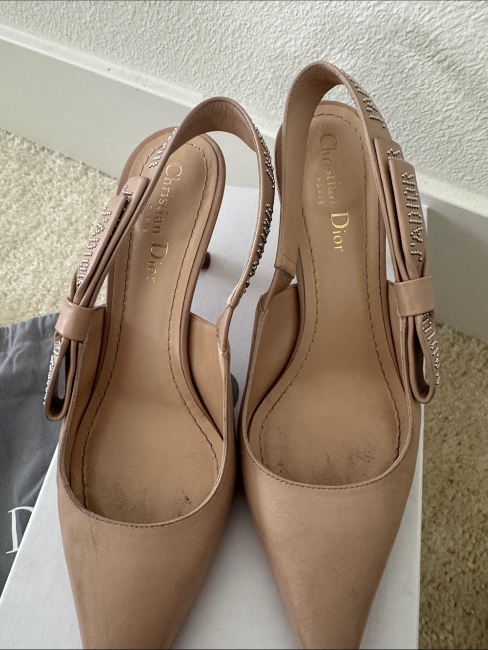 Authentic Dior J’ADIOR Nude Slingback Pointed-Toe Pumps - Picture 2 of 12